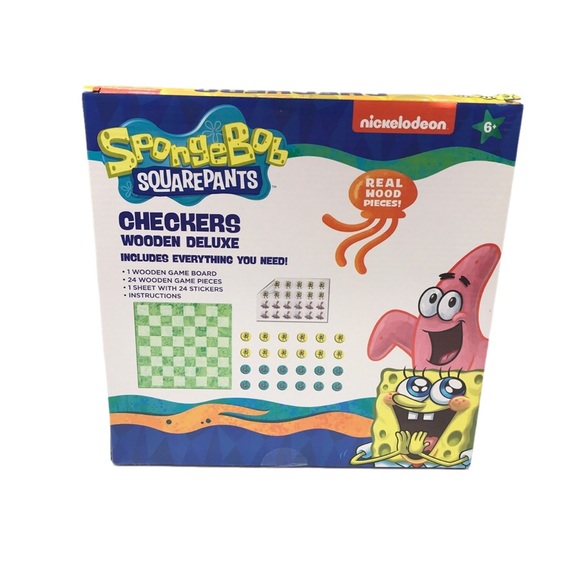 SpongeBob SquarePants Wooden Deluxe Checker Set Nickelodeon New Sealed Game - Picture 2 of 14